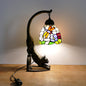 Traditional Tiffany Curved Flower Round Glass Iron 1-Light Table Lamp For Living Room