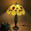 Traditional Tiffany Umbrella Round Glass Resin 1-Light Table Lamp For Living Room