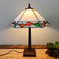 Traditional Vintage Tapered Round Square Glass Resin 1-Light Table Lamp For Living Room