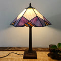 Traditional Tiffany Conical Square Glass Resin 1-Light Table Lamp For Living Room