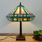 Traditional Tiffany Conical Square Glass Resin 1-Light Table Lamp For Living Room
