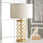 Modern Minimalist Round Cylinder Cutout Fabric Metal 1-Light Table Lamp For Bedroom