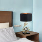 Contemporary Scandinavian Curved Round Silk Onyx Hardware 1-Light Table Lamp For Living Room
