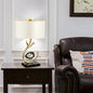 Contemporary Scandinavian Curved Round Silk Onyx Hardware 1-Light Table Lamp For Living Room