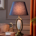 Traditional Vintage Round Column Fabric Metal 1-Light Table Lamp For Living Room