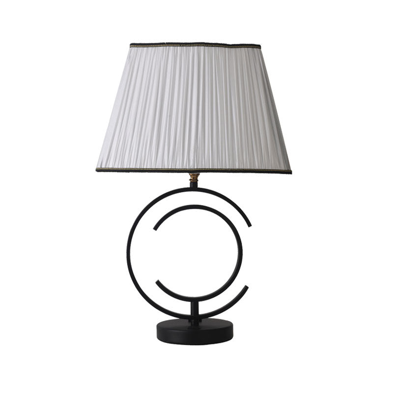 Modern Minimalist Round Square Fabric Iron 1-Light Table Lamp For Living Room