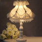 Modern Art Deco Pendant Round Lace Fabric Resin 1-Light Table Lamp For Bedroom