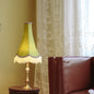 Modern Luxury Conical Round Tassel Fabric Brass Jade 1-Light Table Lamp For Living Room
