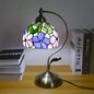 Traditional Tiffany Semicircle Patterned Glass Iron 1-Light Table Lamp For Living Room