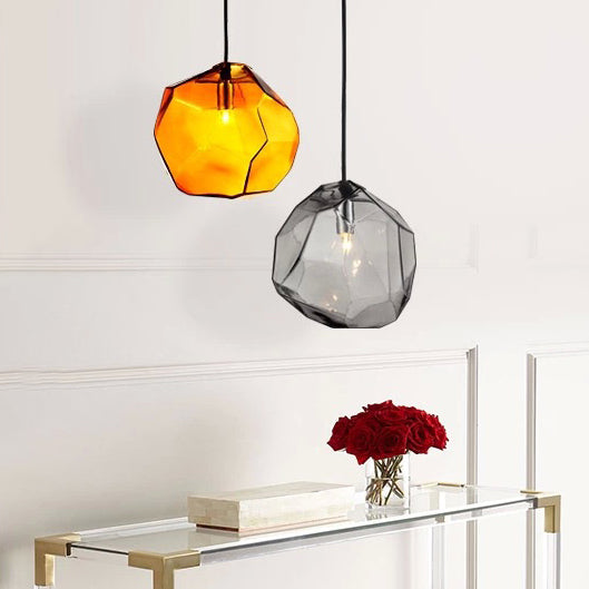 Vintage Stone Glass Pendant Light