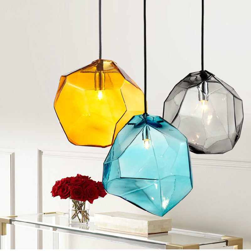 Vintage Stone Glass Pendant Light