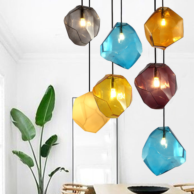 Vintage Stone Glass Pendant Light