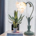 Traditional Rustic Floral Leaf Round Acrylic Iron 1-Light Table Lamp For Living Room