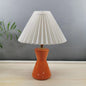 Contemporary Scandinavian Distressed Hourglass Shape Round Fabric Ceramic 1-Light Table Lamp For Bedroom