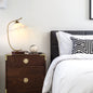 Traditional Vintage Floral Oval Curved Glass Walnut Iron 1-Light Table Lamp For Living Room