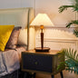 Traditional Vintage Umbrella Pleated Round Fabric Wood Hardware 1-Light Table Lamp For Living Room