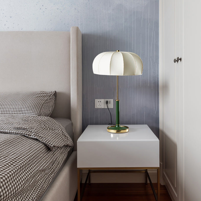 Contemporary Scandinavian Semi-circular Cylinder Chain Fabric Metal 1-Light Table Lamp For Living Room