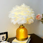 Contemporary Creative Feather Round Cylinder Feather Glass Metal 1-Light Table Lamp For Living Room