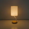 Modern Minimalist Cylinder Round Stand Fabric Wood LED Table Lamp For Living Room
