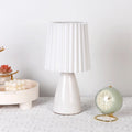 Contemporary Creative Pleated Cylinder Cone PVC Fabric Ceramic 1-Light Table Lamp For Bedroom