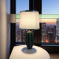 Contemporary Scandinavian Round Wave Oval Fabric Ceramic 1-Light Table Lamp For Living Room