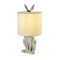 Contemporary Scandinavian Rabbit Round Cylinder Fabric Resin 1-Light Table Lamp For Living Room