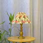 Traditional Vintage Umbrella Round Gourd Fabric Metal 1-Light Table Lamp For Living Room
