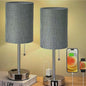 Modern Simplicity Fabric Iron Cylinder Zipper USB Rechargeable 1-Light Table Lamp For Bedside