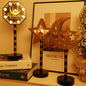 Contemporary Creative Battery Decorative Road Sign Moon Star Round Wood Metal LED Table Lamp For Bedroom