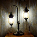 Traditional Vintage Iron Glass Globe 2-Light Table Lamp For Dining Room