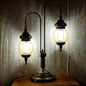 Traditional Vintage Iron Glass Globe 2-Light Table Lamp For Dining Room