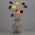 Modern Art Deco Aluminum Wire Weaving Decorative Vase Rose LED Table Lamp For Bedroom