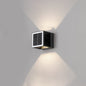 Modern Minimalist Solar Waterproof Aluminum ABS Cube LED Wall Sconce Lamp For Outdoor Patio