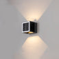 Modern Minimalist Solar Waterproof Aluminum ABS Cube LED Wall Sconce Lamp For Outdoor Patio