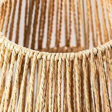 Traditional Japanese Weaving Iron Paper Cord Column Basket 1-Light Standing Floor Lamp For Living Room