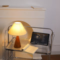Traditional Vintage Conic Rubber Wood Fabric 1-Light Table Lamp For Bedside