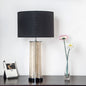 Contemporary Retro Glass Fabric Crystal Cylinder Drum 1-Light Table Lamp For Bedside