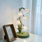Traditional French Iron PC Glass Floral USB 5-Light Table Lamp For Bedside