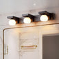Contemporary Retro Rubber Wood Iron Glass Rectangular 2/3 Light Wall Sconce Lamp Vanity Light For Bathroom