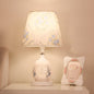 Contemporary Nordic Ceramic Fabric Cylinder Flower Skeleton Pattern 1-Light Table Lamp For Bedside