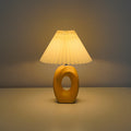 Contemporary Nordic USB Fabric Ceramic Conic Pleated Skeletonized LED Table Lamp For Bedroom