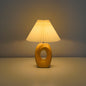 Contemporary Nordic USB Fabric Ceramic Conic Pleated Skeletonized LED Table Lamp For Bedroom