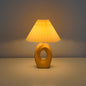 Contemporary Nordic USB Fabric Ceramic Conic Pleated Skeletonized LED Table Lamp For Bedroom