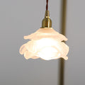 French Copper Glass Rose Pendant Light