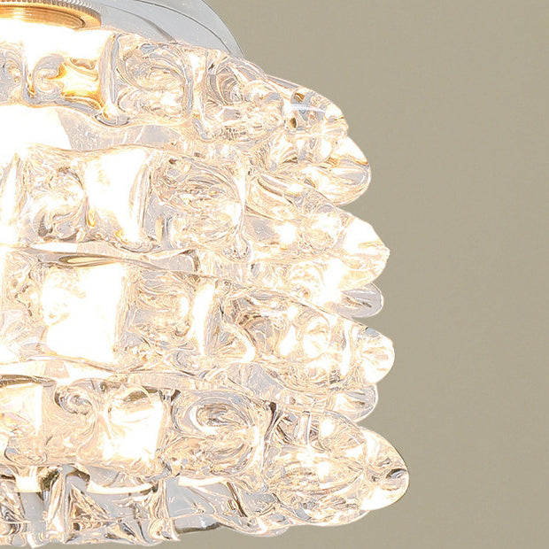 French Copper Glass Rose Pendant Light