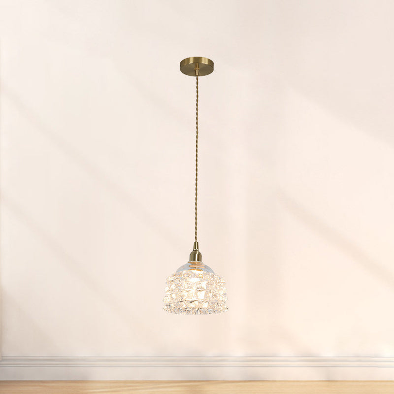 French Copper Glass Rose Pendant Light