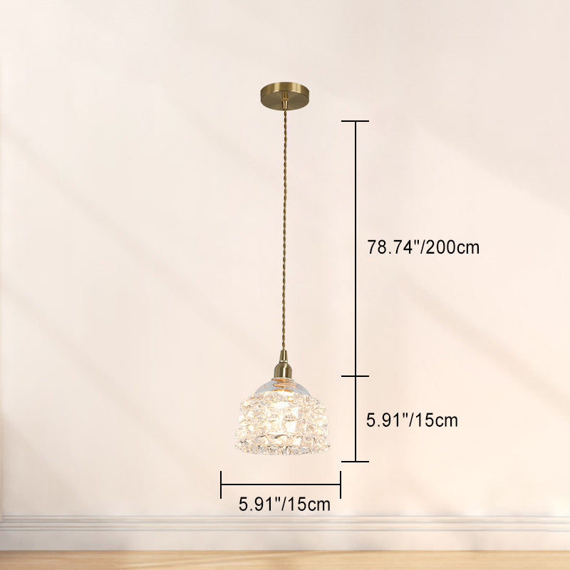 French Copper Glass Rose Pendant Light