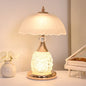 Modern Luxury Rechargeable Iron Glass Frosted Dome Petal Rose LED Table Lamp For Bedside