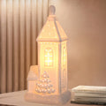 Contemporary Nordic Battery Ceramic Pointed House Christmas Tree LED Table Lamp Night Light For Bedroom