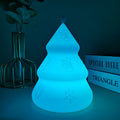 Contemporary Creative Rechargeable Battery ABS Silica Christmas Tree Bell Snow LED Table Lamp Night Light For Bedside